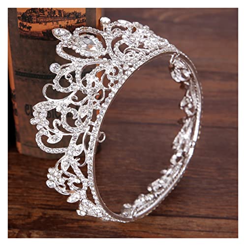 TRUSTTWO Trendy Bridal Wedding Crown Hair Accessories Silver Color Rhinestone Crystal Crown Princess Round Crown Bridal Wedding Crown The New(Gold-color)