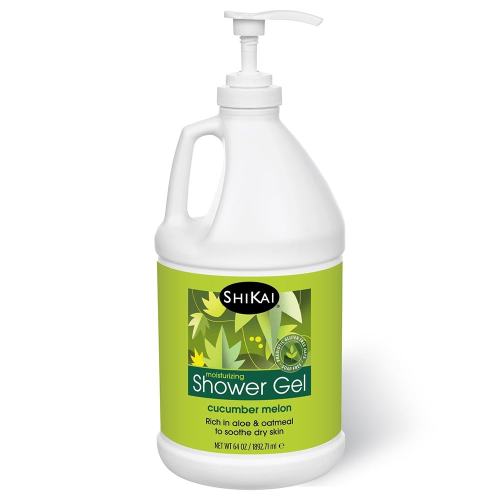 ShiKai Daily Moisturizing Shower Gel (Melon, 64 oz) | Gentle Soap-Free Body Wash for Dry and Sensitive Skin | With Aloe Vera & Oatmeal