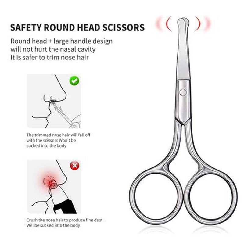 Small Scissors, Eyebrow Scissors, Nose Hair Scissors Round Tip Design, Will Not Hurt the Nasal Cavity. Professional Grooming Scissors for Hair, Eyelashes, Nose, Eyebrow Trimming, Mustache. - AsonTao