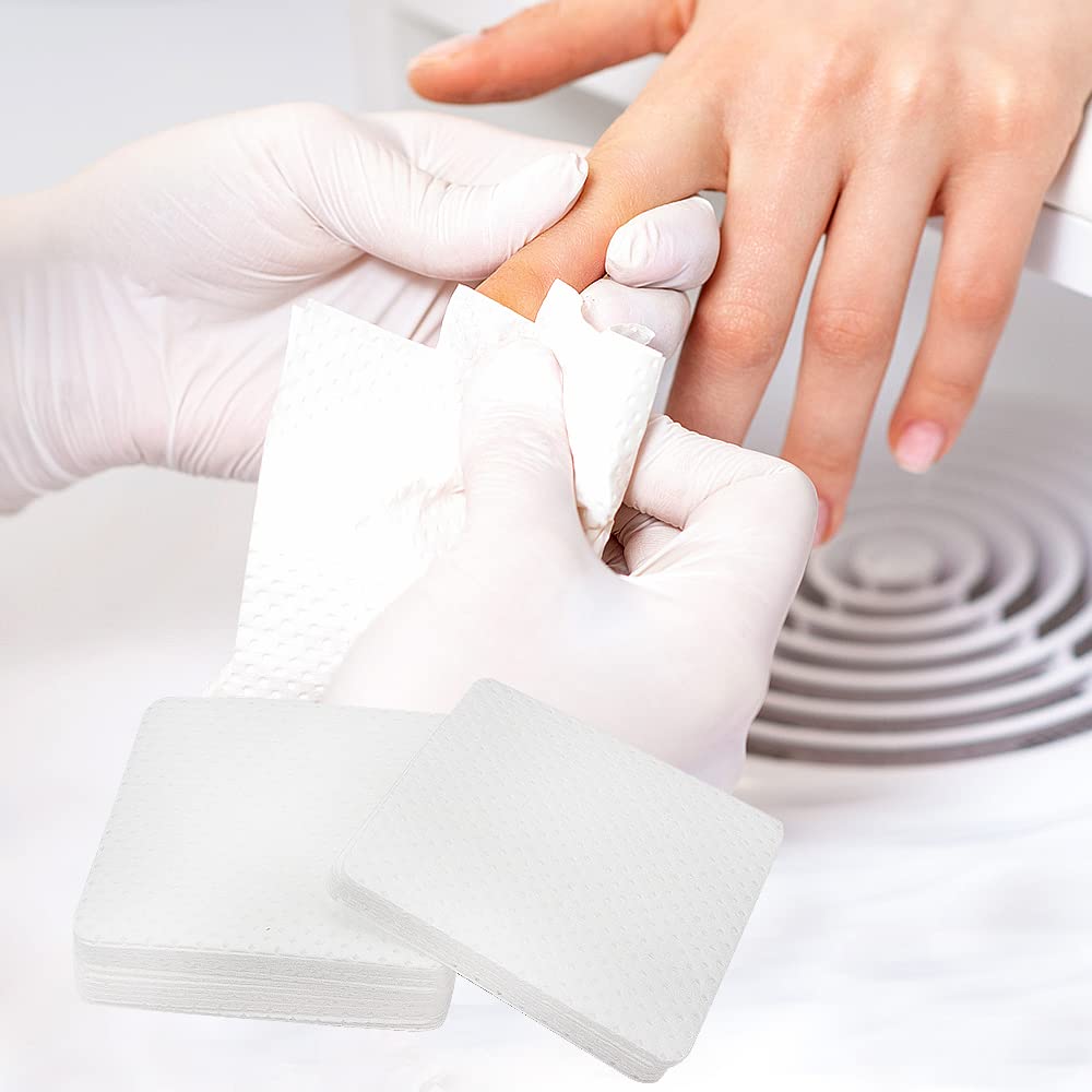 200 PCS Lint Free Nail Wipes, Non-Woven Fabric Dry Nail Prep Pads, Nail Polish Remover Wipes Lash Extensions Glue Nail Cleaning Pads for Salon Supplies (White)