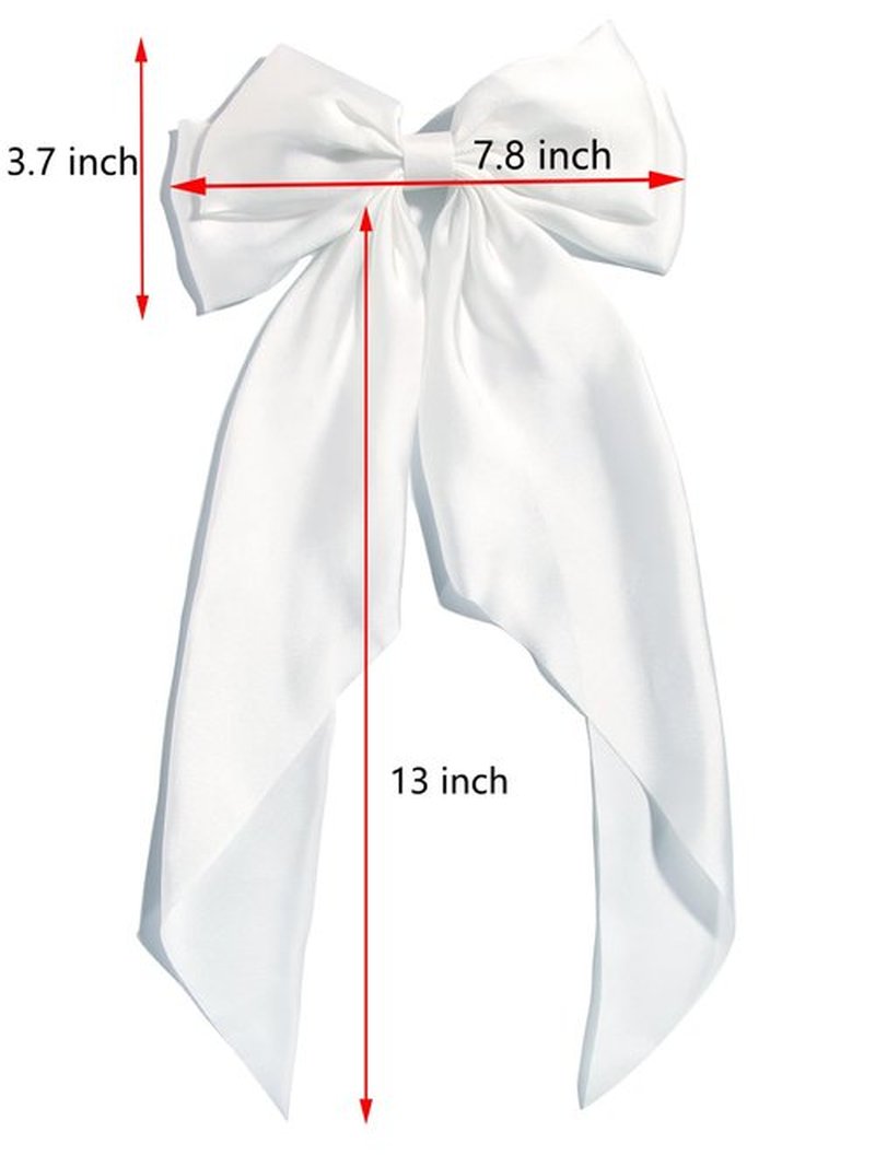 SUSULU Large Hair Bow Clips for Women Ginger Yellow Hair Bow White Hair Bow Slides for Girls Satin Hair Barrettes with Long Ribbon Tail,Wedding Birthday Women Hair Accessories Pack of 2