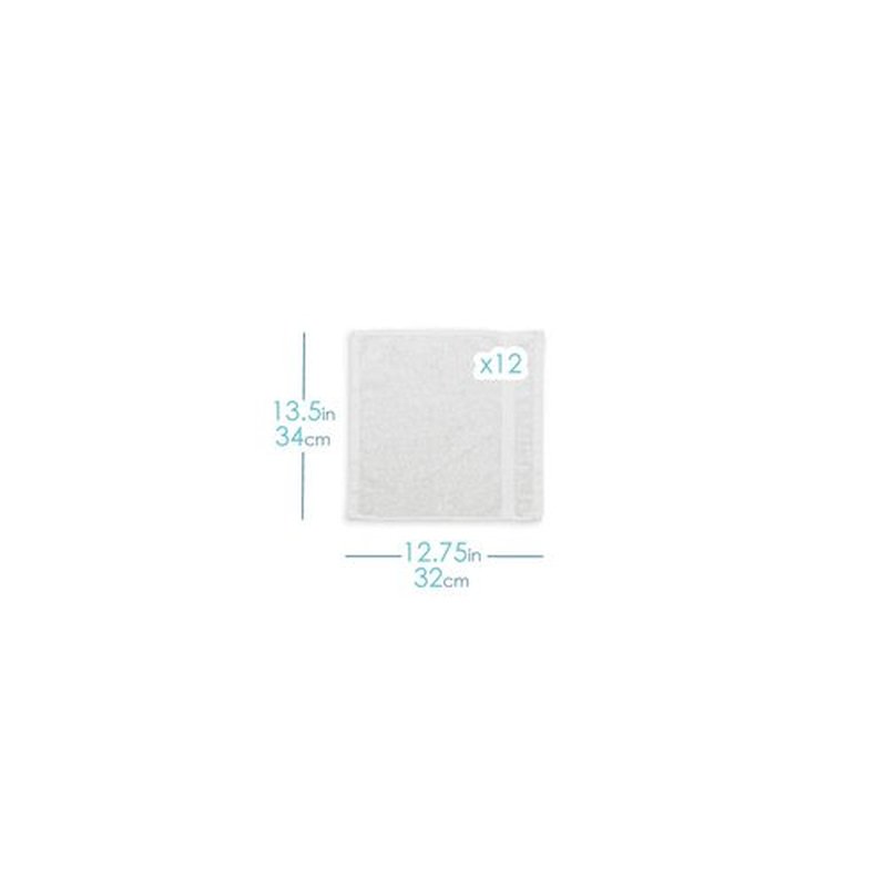 Hearth & Harbor Washcloths 12 Pack - 100% Cotton Washcloth for Body and face, High Absorbent and Soft 13"x13" Body Wash Cloth, Quick Dry - White Washcloths
