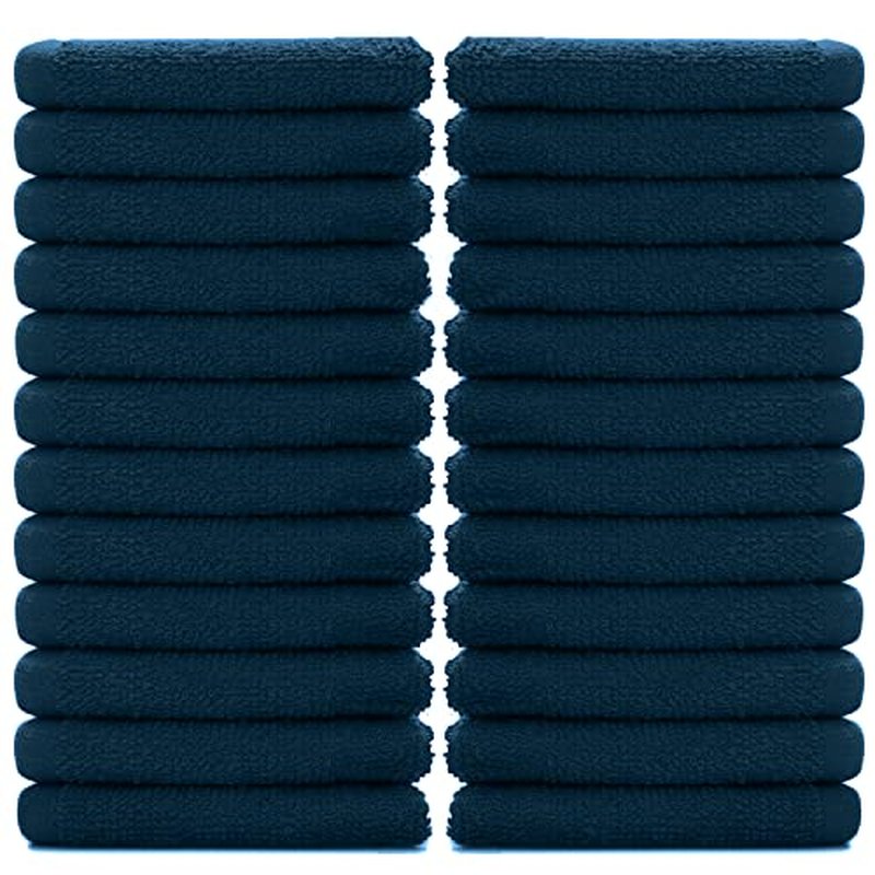 DAN RIVER 100% Cotton Washcloths 24 Pack Premium Quality Face and Body Cloth, Quick Dry Essential Towels for Bathroom, Hand, Kitchen & Cleaning, Baby Washcloths | 12X12 in | 400 GSM | Blue Opal