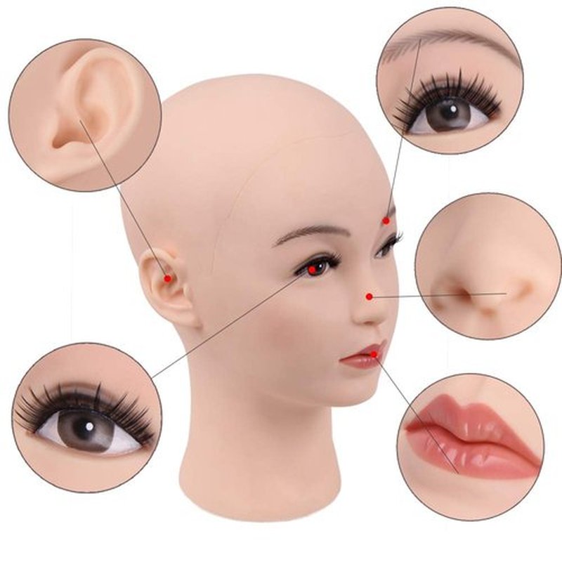HAIRWAY Bald Mannequin Head Female Professional Cosmetology Training Head Bald Manikin Head for Wigs Making and Display Doll Head with Free T-pins (White 21.5 Inch)