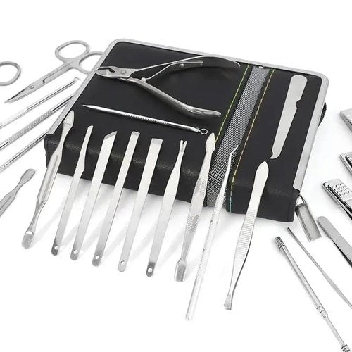 Nail Clippers Set 26 Piece Set Stainless Steel Nail Clippers Set Household Nail Cutter Suit with Box Trimmer Grooming Manicure Pedicure Nail Tools Pedicure Tools for Feet(Brown)