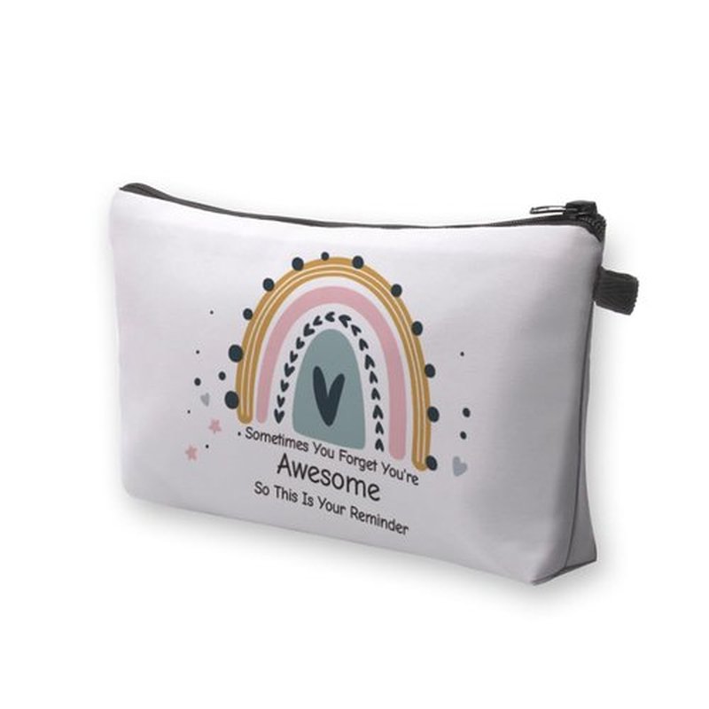 Deanfun Small Makeup Case - Cute and Waterproof Cosmetic Bag for Women(Rainbow, Sometimes You Forget That You'Re Awesome, So This Is Your Reminder D5-56371)