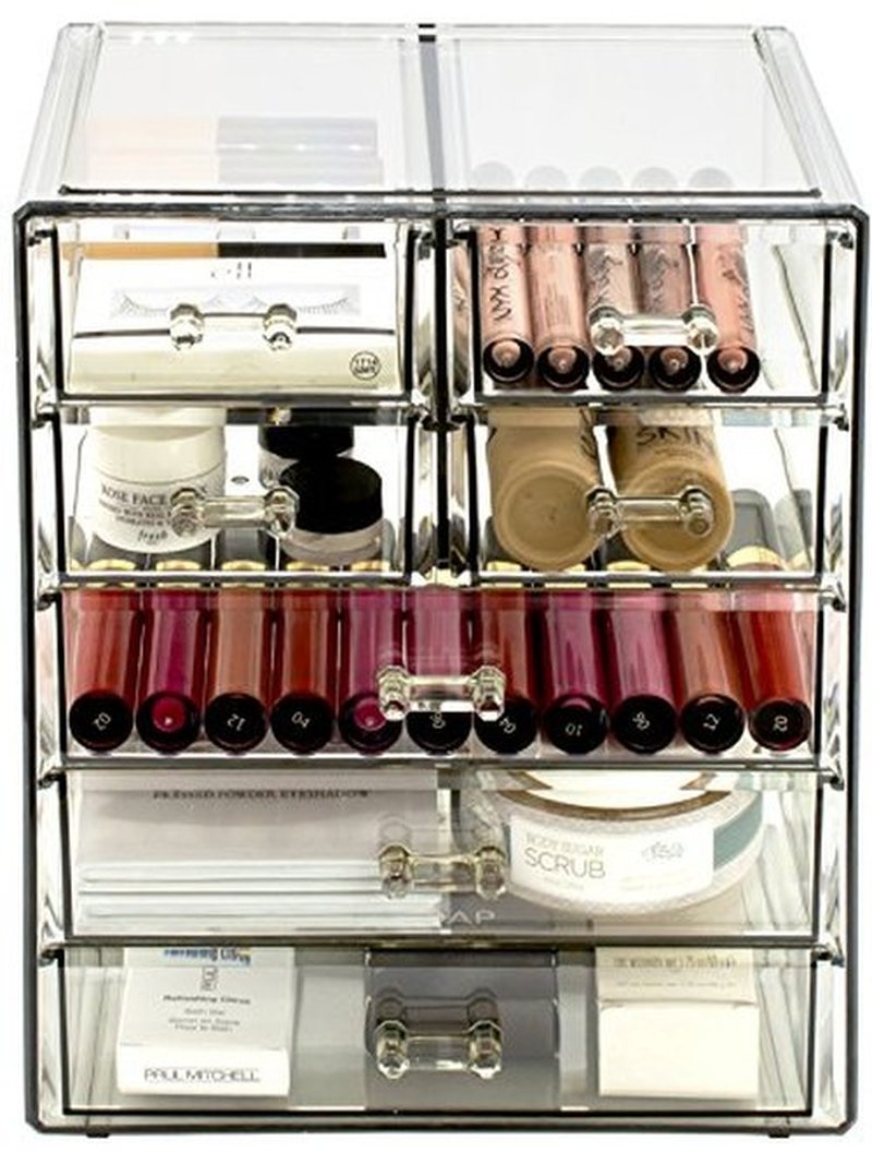Sorbus Acrylic Makeup Organizer - Organization and Storage Case for Cosmetics Make Up & Jewelry - Big Clear Makeup Organizer for Vanity, Bathroom, College Dorm, Closet, Desk (3 Large, 4 Small Drawers)