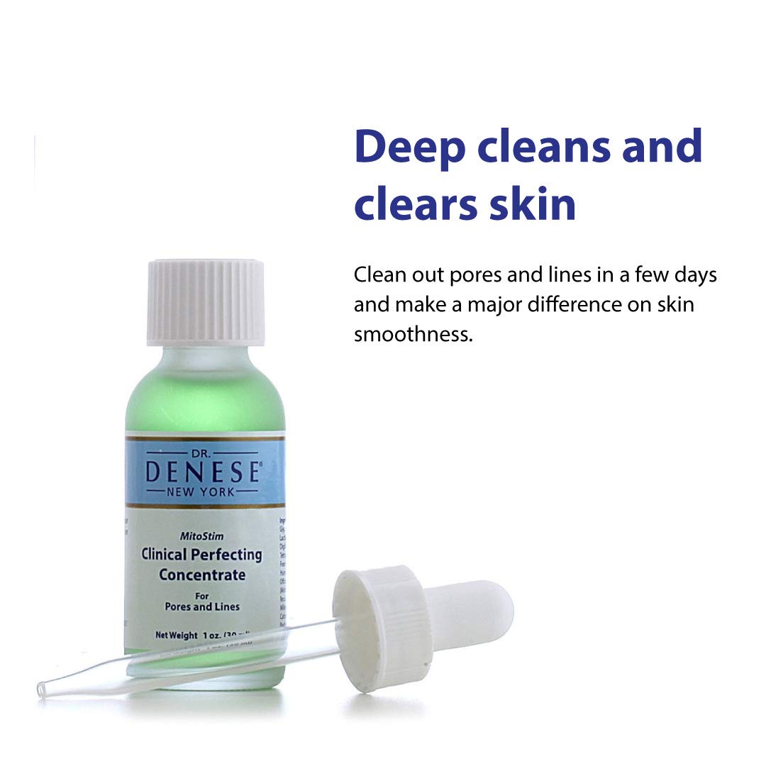 Dr. Denese Mitostim Clinical Perfecting Concentrate For Pores & Lines with Fruit Acids, Peptides, Brown Algae, Chamomile & Hops - Skin Repair for Reduced Look of Enlarged Pores - Cruelty-Free - 1oz