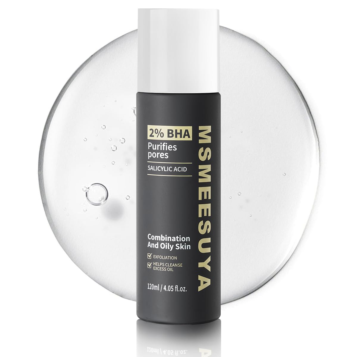 MSMEESUYA Salicylic Acid 2% Serum – Exfoliating Face Serum for Oily & Combination Skin, Helps Clear Pores & Blackheads, Fragrance-Free, 120ml / 4.05 fl oz