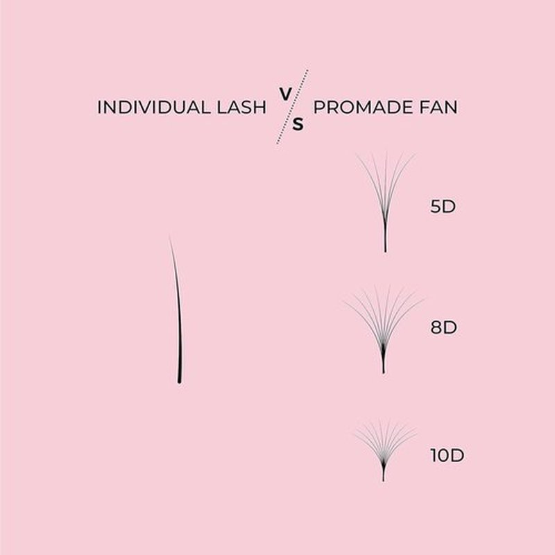 LLBA Promade Mix 750 Fans | Handmade Volume Eyelashes | Multi Selections From 5D To 12D | C CC D Curl | Thickness 0.03~0.1 mm | 9-18mm Length | Long Lasting | Easy Application 5D-0.07 C 11-12-13mm