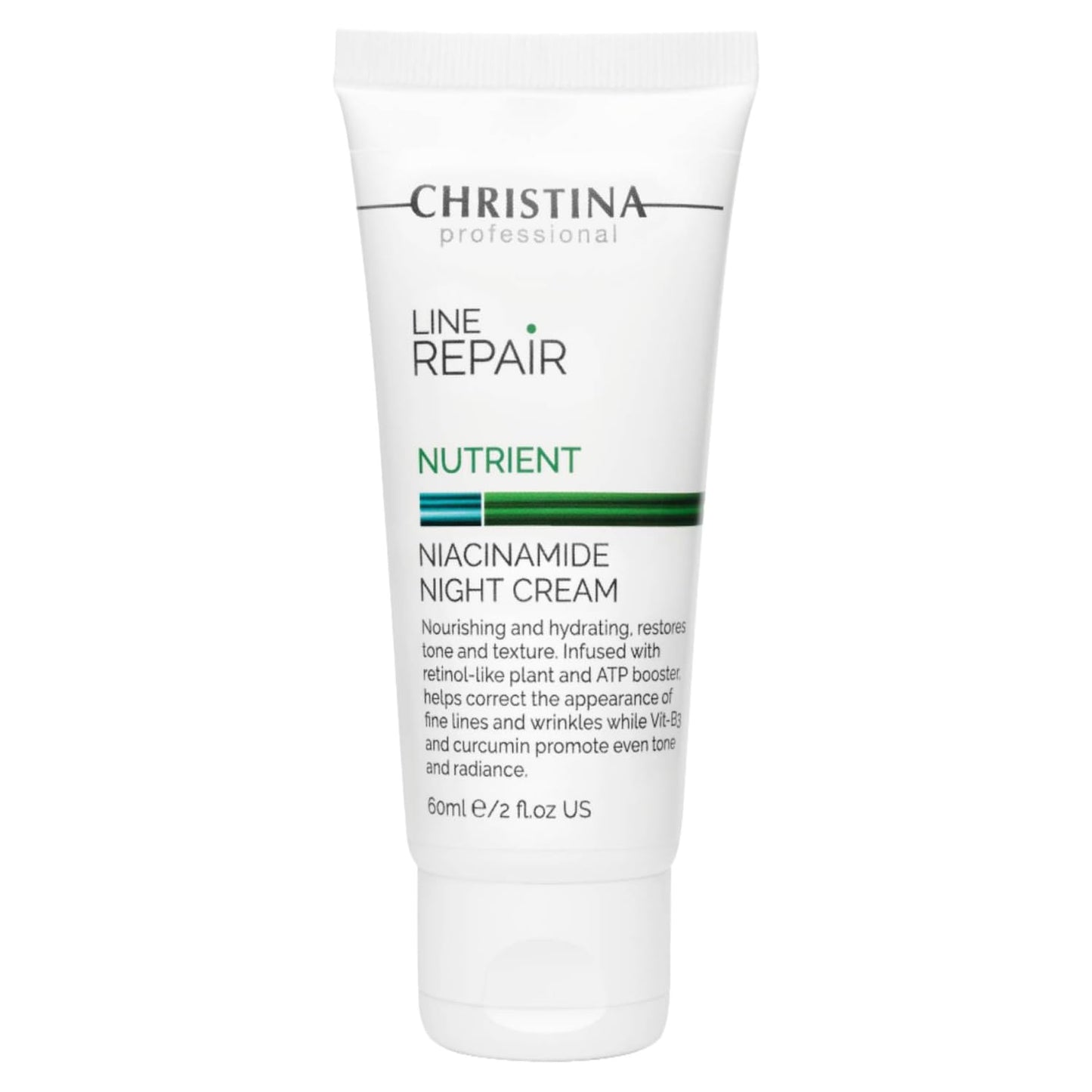 Christina Line Repair Nutrient Niacinamide Night Cream - 60ml - Vitamin B3, Plankton Algae, Glycolic and Circumin Night Moisturizer for Face - Repairing and Nourishing