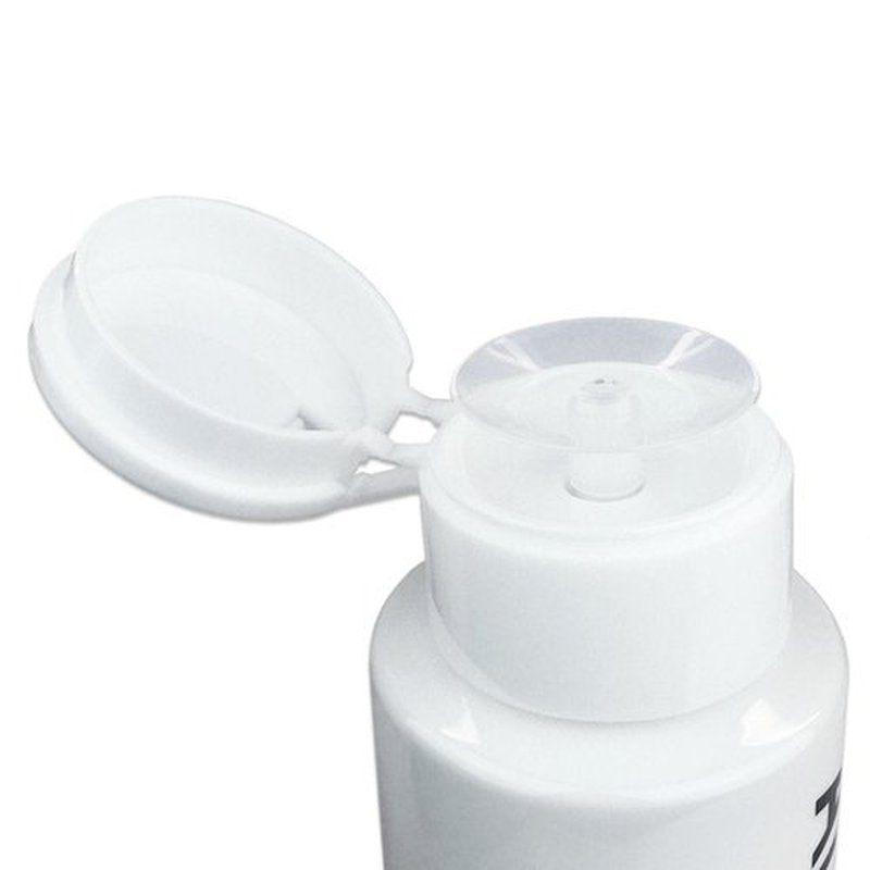 7oz Push Down Pump Dispenser Flip Top Cap Refillable Empty Bottle - Teal with Word Imprint - Lockable Travel Cosmetic Packaging Empty Bottle for Nail Polish Manicure