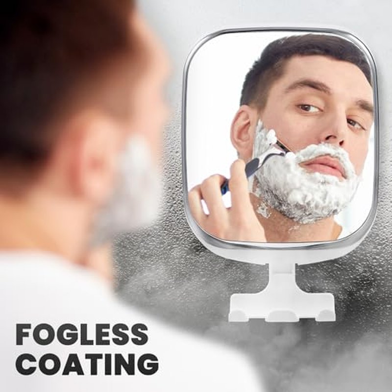 TAILI Shower Mirror Fogless with Razor Holder, Anti Fog Mirror for Shaving Suction for Men, Fogless Mirror Shatterproof & Waterproof, Removable, Wall Mounted (White)