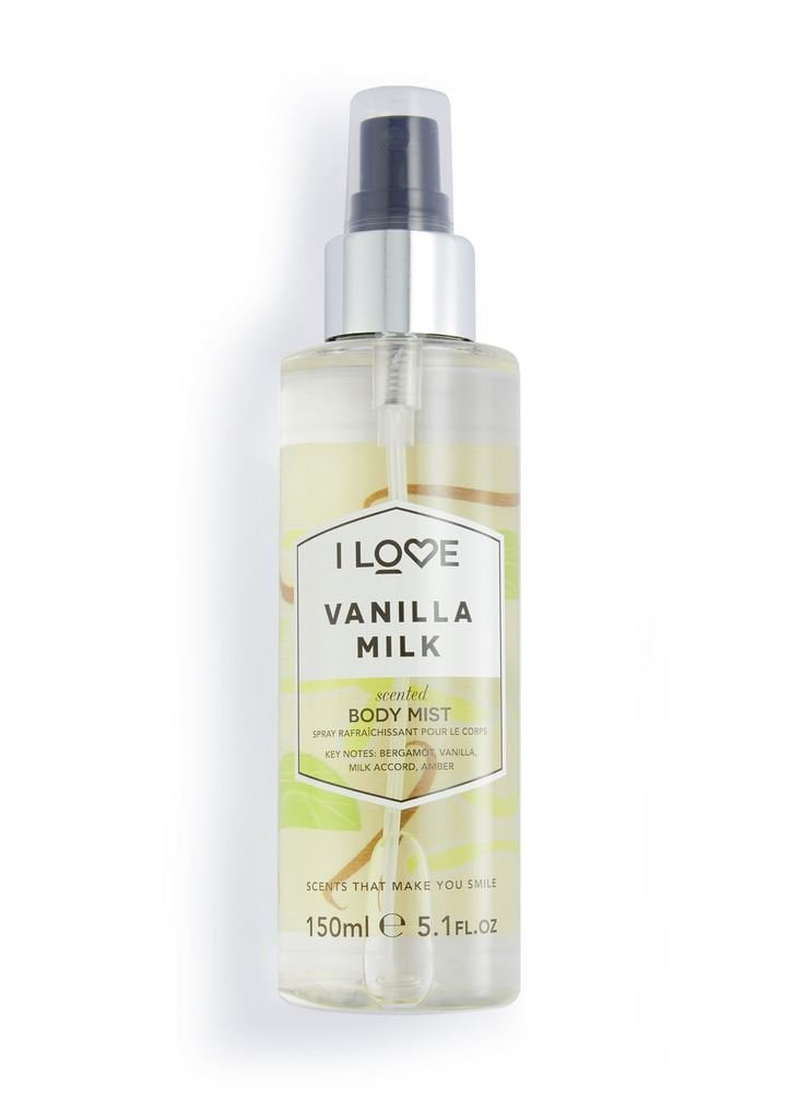 I LOVE Vanilla Milk Scented Body Mist - Body Mist Fragrance - Long Lasting Body Spray with Natural Fruit Extracts - Amber and Vanilla - 5.1 oz