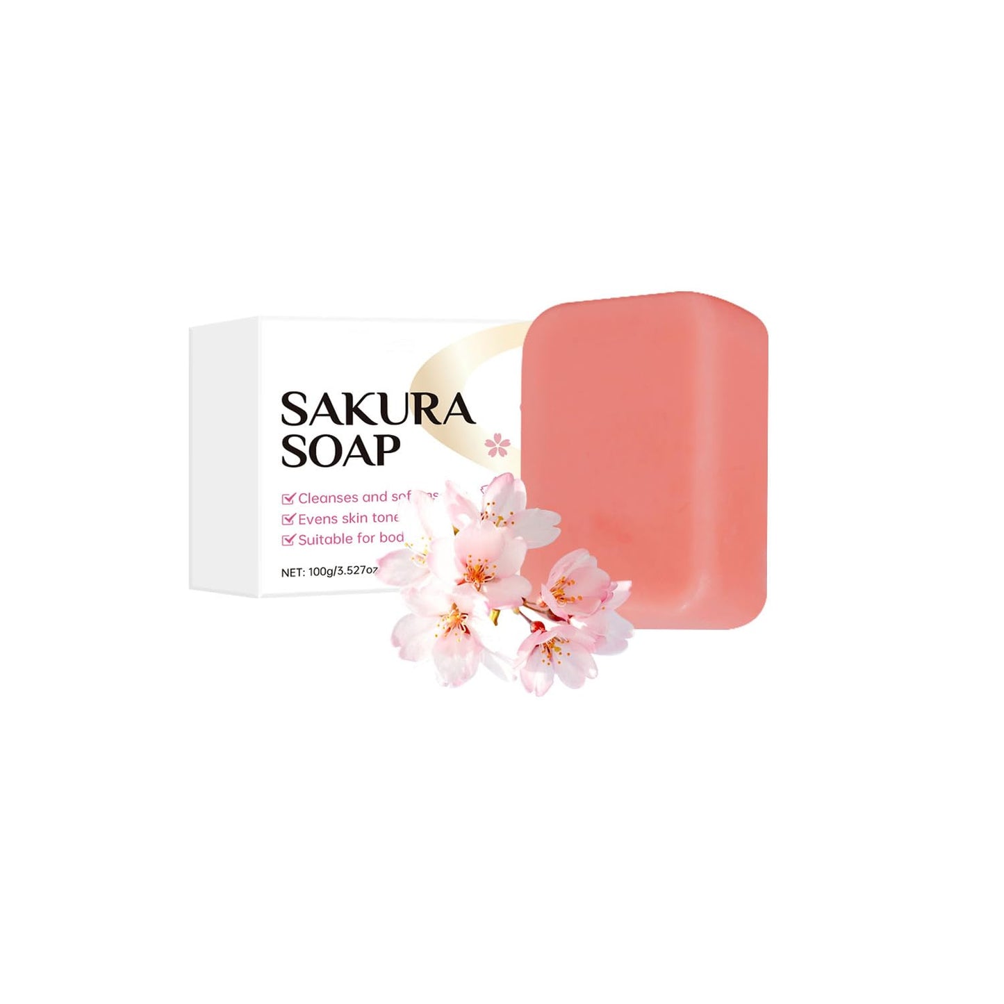 Vawolecy Sakura Soap for Face and Body, Cherry Blossom Soap Bar, Cleaing, Softening, Evening Skin Tone