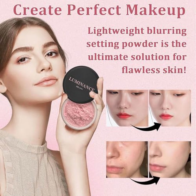 LuminousMilano Powder, LuminousMilano Pink Powder, Blurring Setting Powder, Pink Setting Powder Loose Blurring, Pink Setting Powder Blurring, Blurring Powder for All Skin Tones (1)