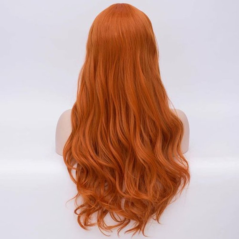 BERON Orange Wig Long Curly Wig Orange Wig for Women Ginger Wig Heat Resistant Synthetic Hair Dark Orange Wig