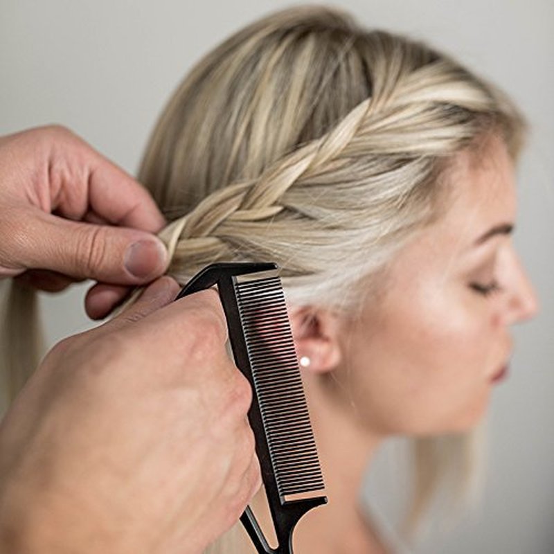 Pink Pewter Authentic "Never Let Go" Carbon Hair Professional Styling Comb, Heat and Chemical Resistant, No Static- Black (#1)