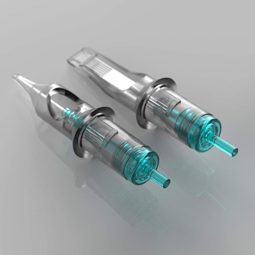 STIGMA Aquamarine Knight Tattoo Cartridge Needles #12(15RM) 50Pcs 0.35mm Standard Disposable Tattoo Needles Cartridges with Membrane Curved/Round Magnum EN02B-50-OF1215RM