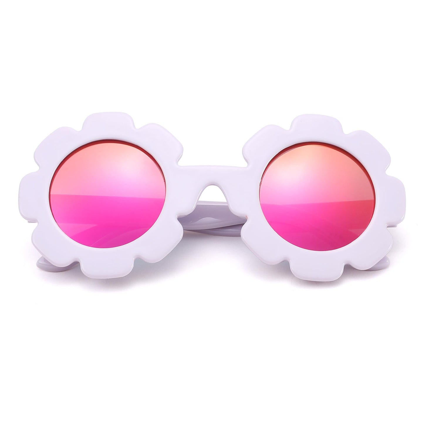 NULOOQ Polarized Baby Sunglasses with Strap – Flexible Flower Shaped Sunglasses for Toddler & Infant Age 0-24 Months (Light Purple/Purple Red Mirrored)