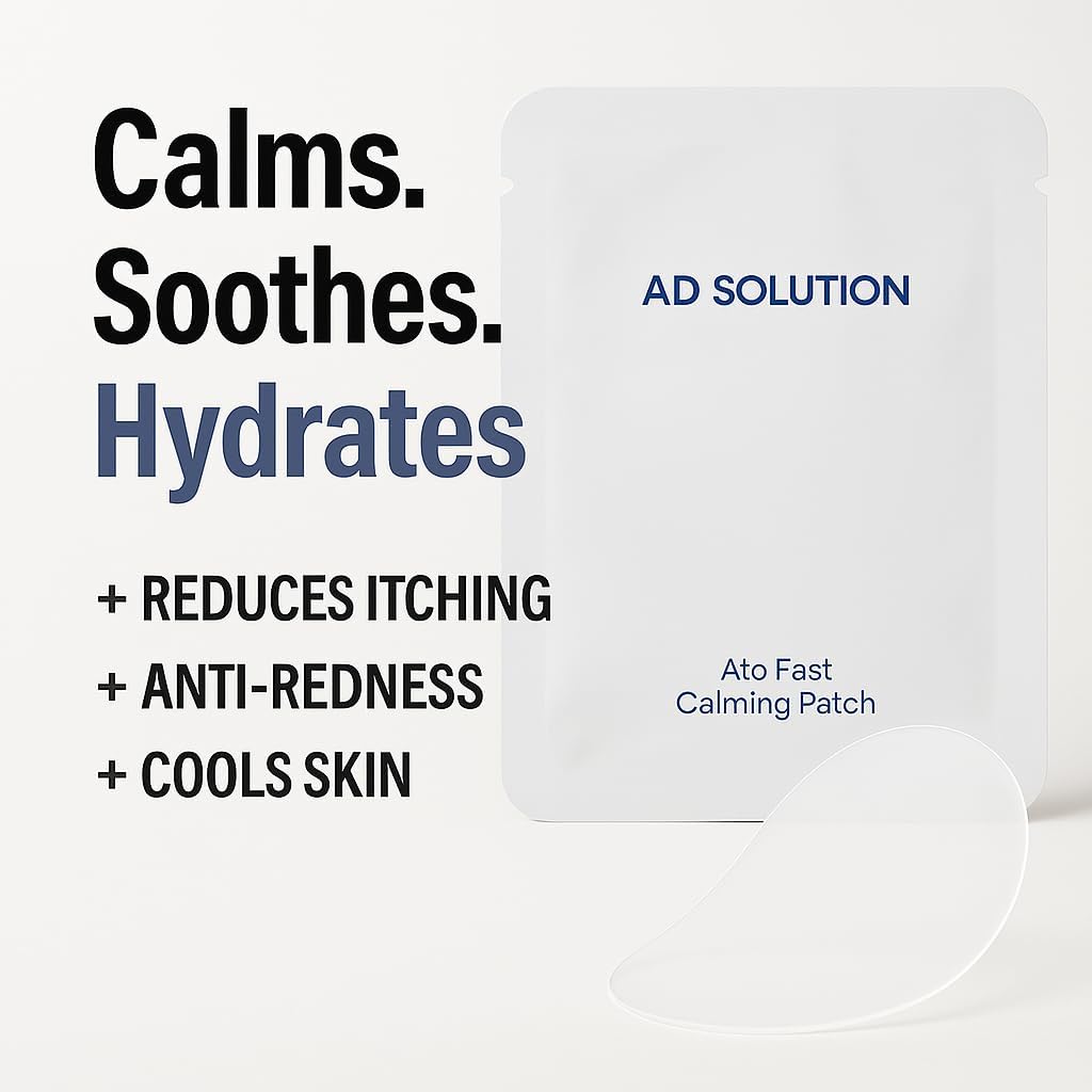 AD SOLUTION Ato Fast Calming Patch for Skin Redness, Itching & Flare-Ups – Soothing Hydrogel for Sensitive Skin with Cica & Panthenol – 10 Pairs