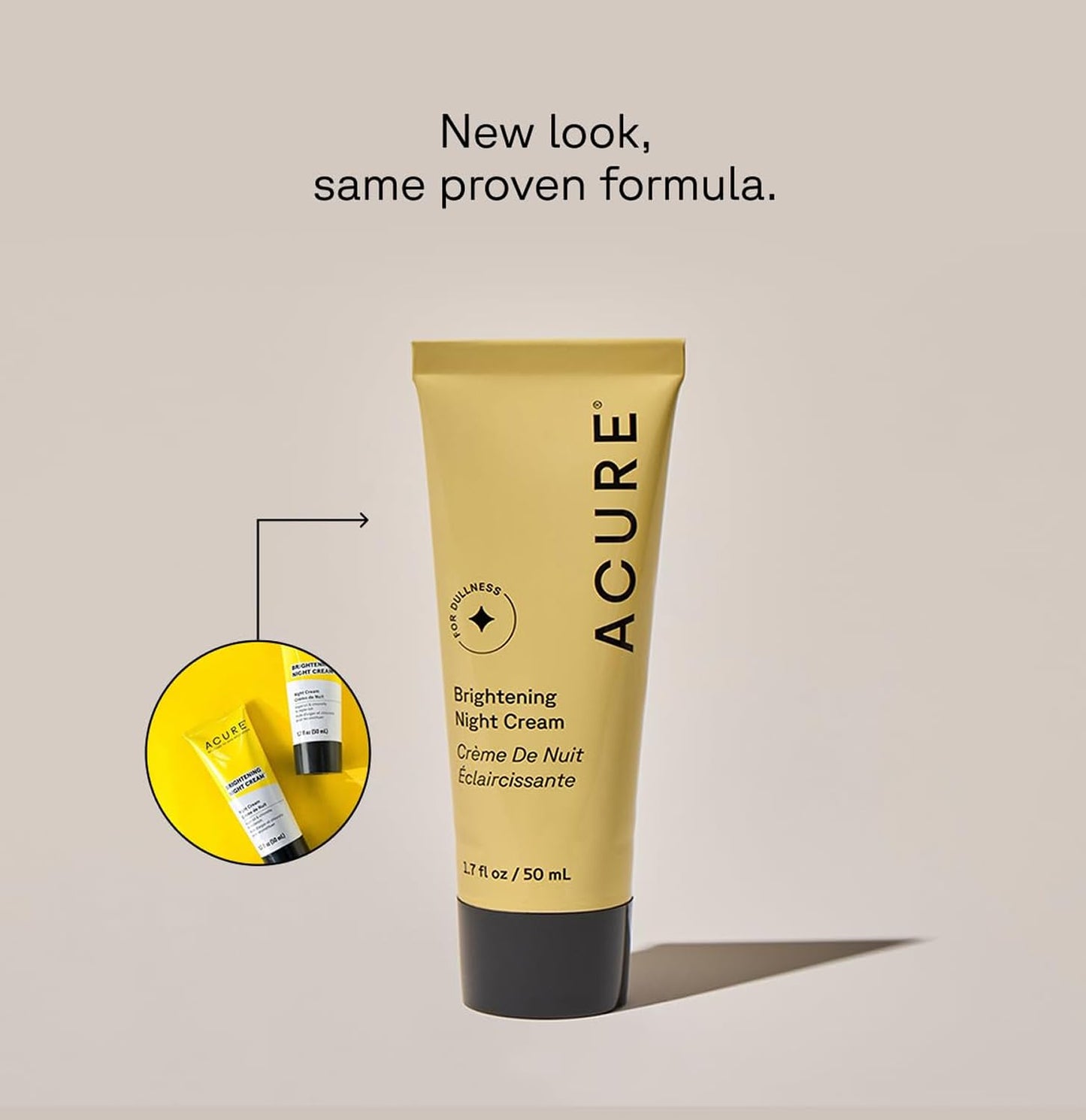 Acure Brightening Night Cream - Radiance Boosting Night Face Cream for Women & Men, Hydrating & Revitalizing Moisturizer for Uneven Skin Tone & Dullness w/Chlorella, Echinacea & Argan Oil - 1.7 fl oz