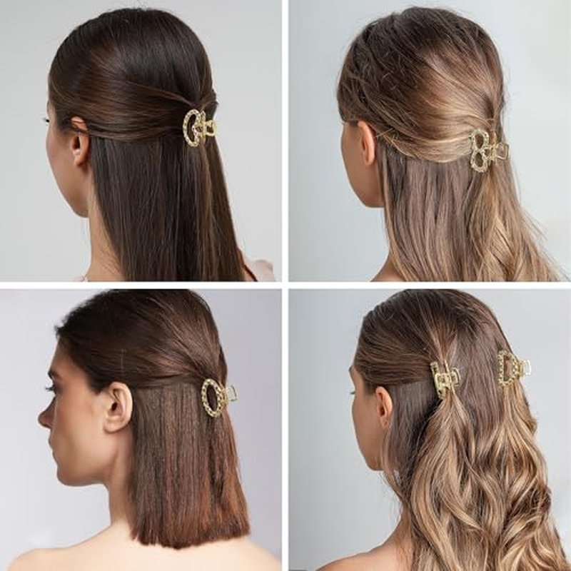 CWJCYTNSN Small Gold Hair Clips for Women, 10PCS Metal Hair Claw Clips for Thick Thin Hair, Cute Nonslip Hair Clips Strong Hold Hair Accessories Fashion Gold Jaw Claw