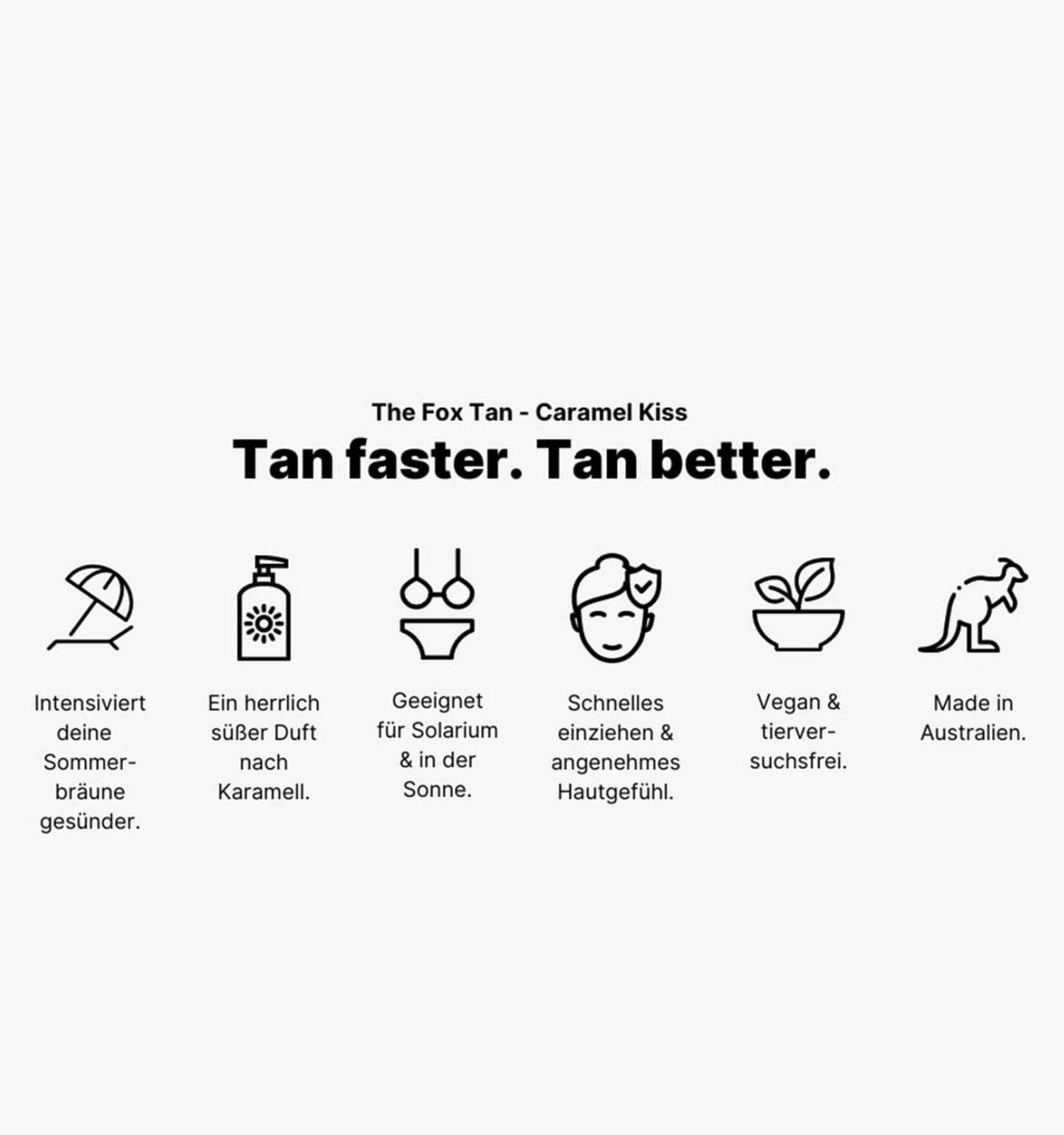 The Fox Tan Rapid Caramel Kiss, Natural Tanning Accelerator For Deeper & Darker Tans, Delivers an Instant Tint & Glow, Vegan & Cruelty Free, 120 mL