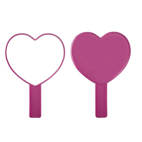 TBWHL Heart-Shaped Travel Handheld Mirror, Cosmetic Hand Mirror with Handle (Rose Red, 1Pack)