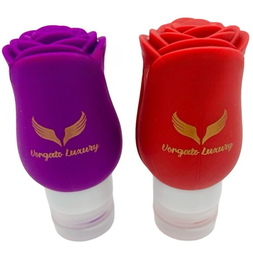 Vorgato Luxury- Silicone Travel Bottles for Toiletries - 3oz Travel Size Bottles - Silicone Travel Bottles - TSA Approved Travel Bottles - Leak proof Travel Bottles (Red, Purple)