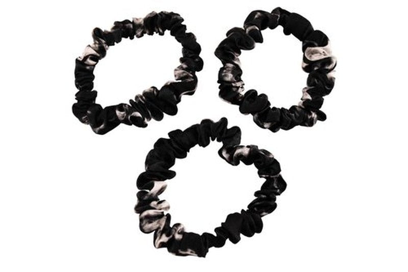 Celestial Silk Mulberry Silk Scrunchies for Hair (Small, Black Marble)