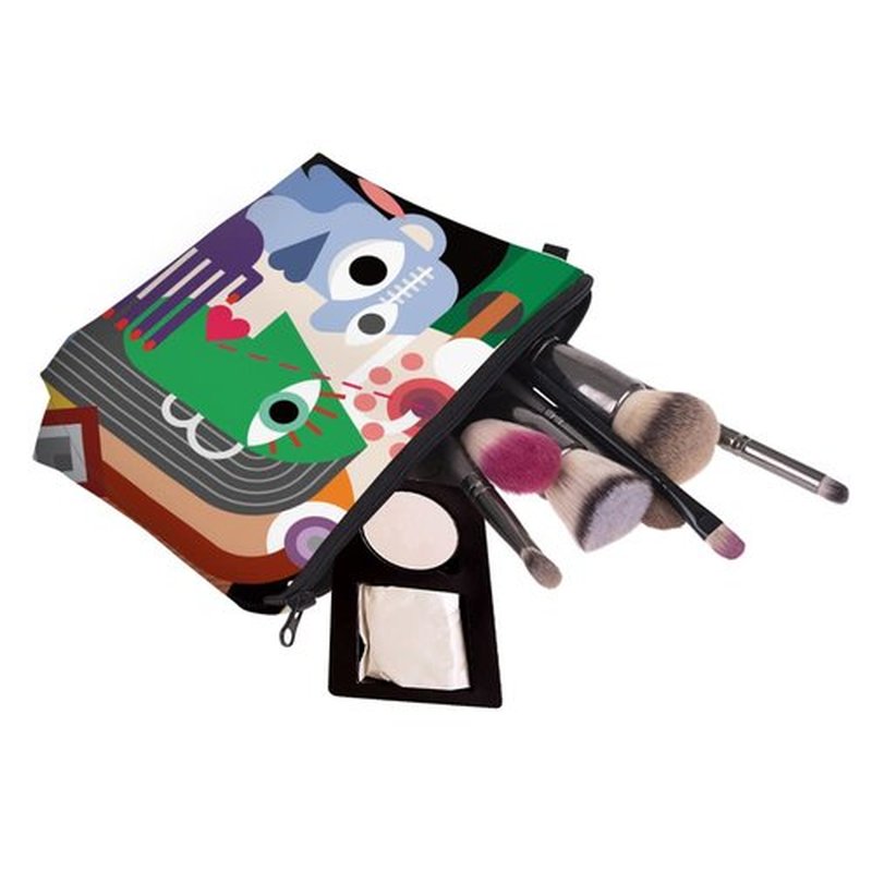 LOOMILOO Small Toiletry Bags for Women, Adorable Roomy Makeup Pouch Travel Water Resistant Cosmetic Purse Accessories Organizer Gift(Modern Abstract 55548)