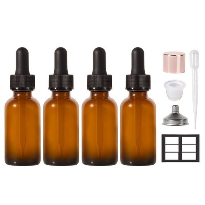 Stellacare 4 Packs,Amber Dropper Bottles 1oz for Hair Eye Dropper Small Oil Dropper Bottle Glass Vials Leak Proof Travel Bottles