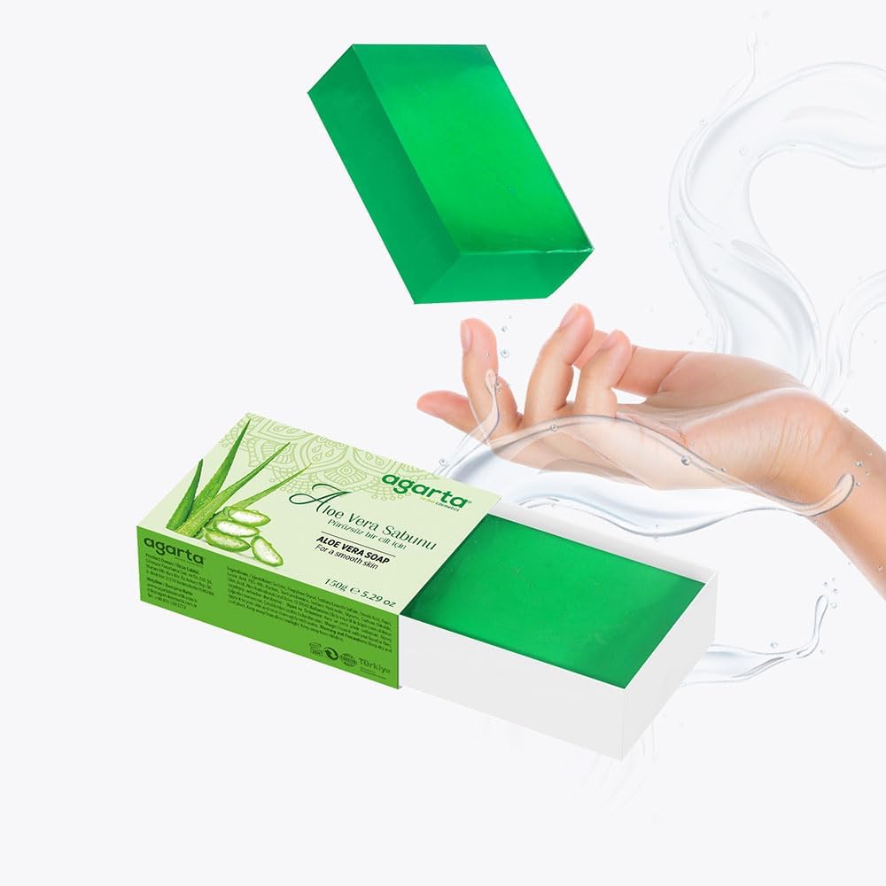 Agarta Handmade Aloe Vera Soap Bar – Natural Botanical Cleansing Soap for Skin & Hair Care, Vegan Clean Formula – 5.29 oz