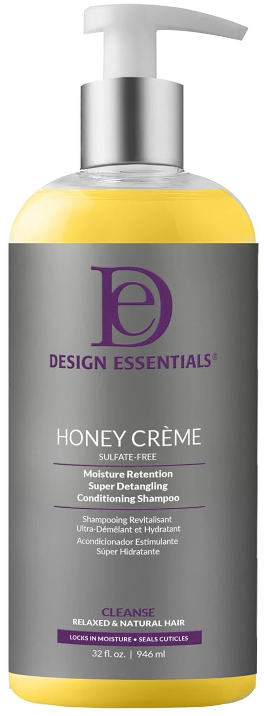 Design Essentials Honey Creme Moisture Retention Super Detangling Conditioning Shampoo, Sulfate Free for Moisturizing and Strengthening Hair, 12 Fl Oz (Pack of 1)