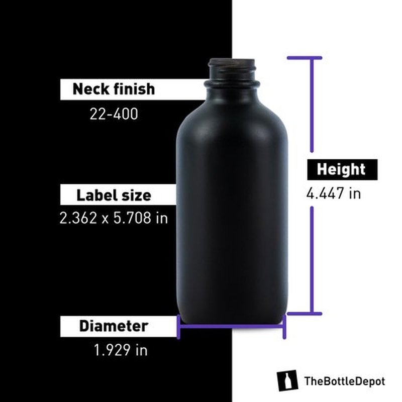 The Bottle Depot - 3 Pack - 4 oz Glass Bottle with Dropper - Black Frosted - 22-400 Neck Finish - Boston Round Bottles - Leakproof Essential Oils Bottles