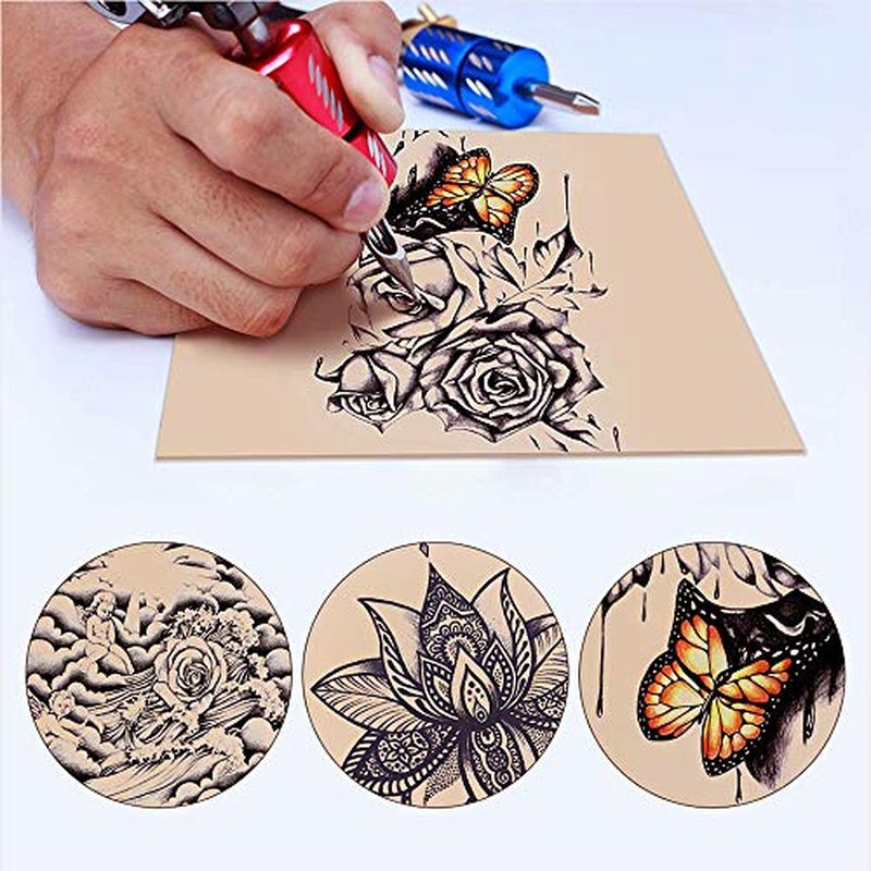 Tattoo Practice Skins with Transfer Paper - Autdor 30Pcs Tattoo Fake Skin and Tracing Paper Kit Includes 20Pcs Tattoo Paper and 10Pcs Double Sided Tattoo Skin Practice for Tattoo Practice