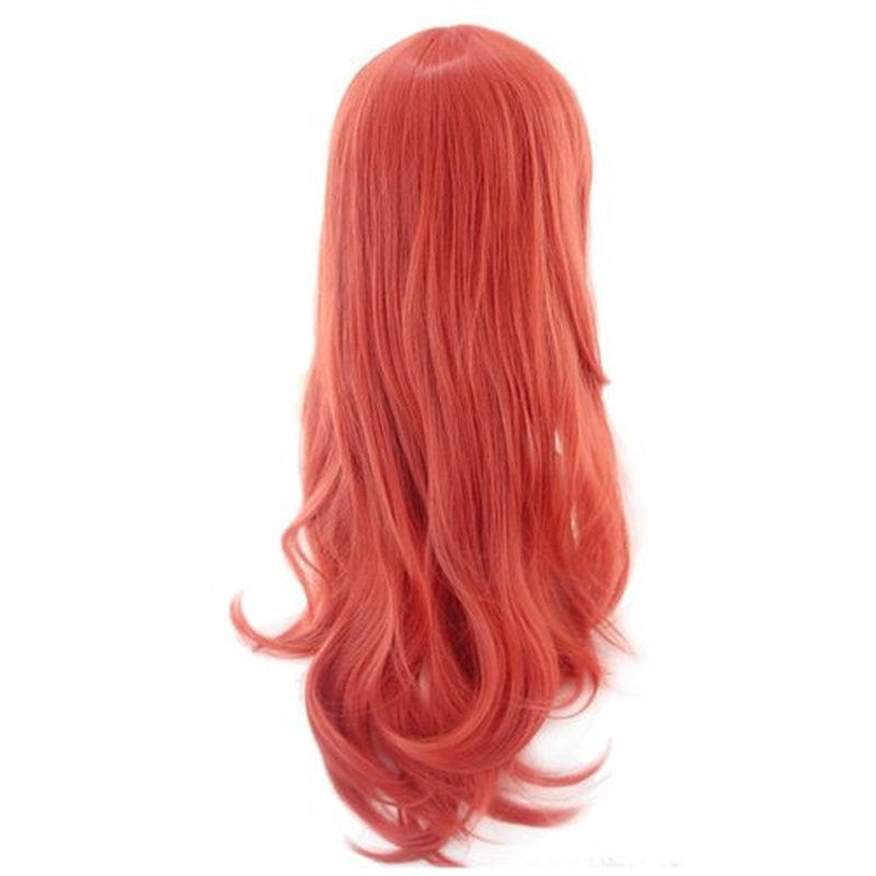 BERON Orange Womens Wig Long Curly Hair Wig for Girls Dark Orange Heat Resistant Synthetic Wigs for Cosplay Constume Party Wig