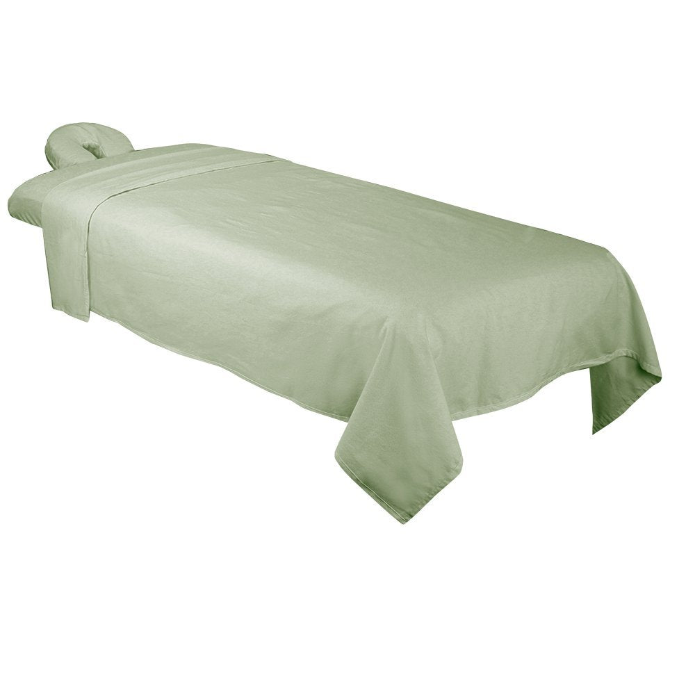 ForPro Premium Flannel 3-Piece Massage Sheet Set, Sage