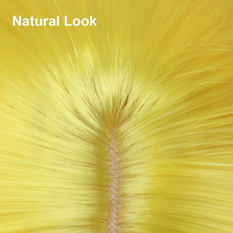 BERON 14 Inches Yellow Wig Wig for Women Girls Yellow Wig Short Curly Synthetic Wig with Bangs Yellow Wigs with Wig Cap