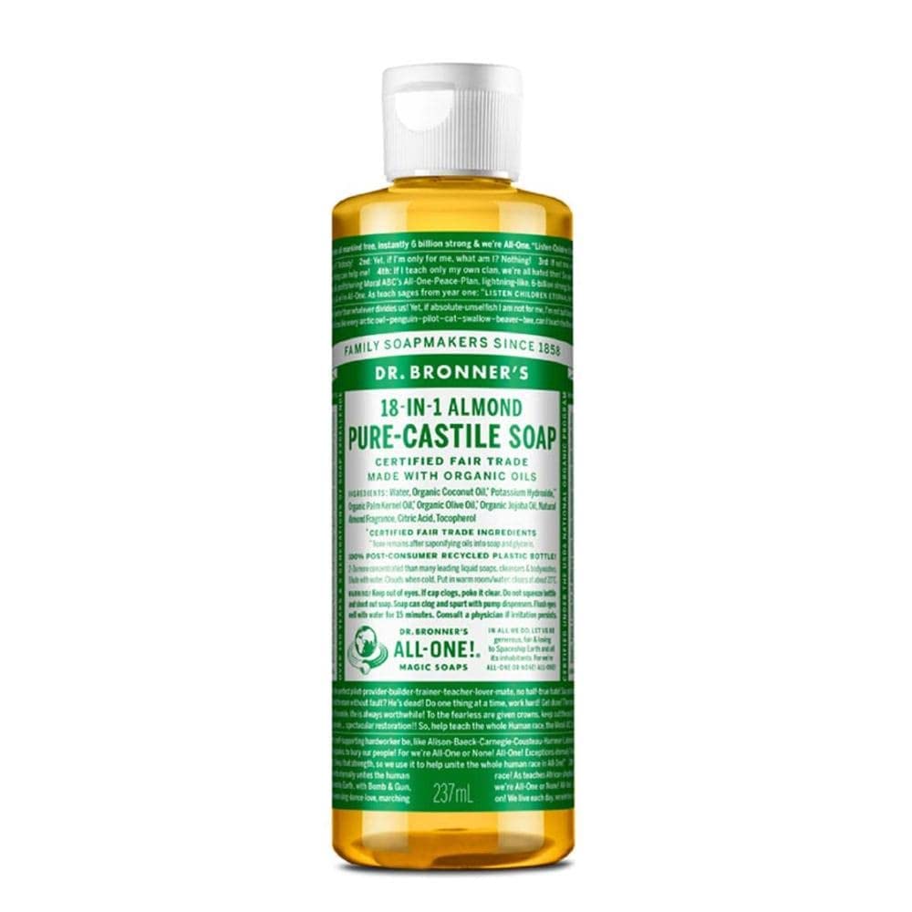 Dr. Bronner's - Pure-Castile Liquid Soap (Almond, 32 ounce) - Made with Organic Oils, 18-in-1 Uses: Face, Body, Hair, Laundry, Pets and Dishes, Concentrated, Vegan, Non-GMO