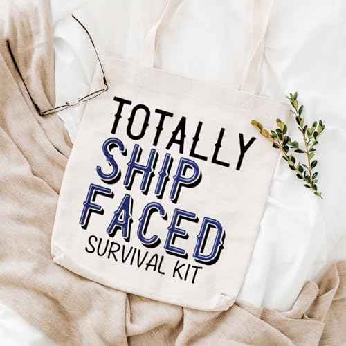 WCGXKO Cruise Trip Gift Cruise Bachelorette Party Favor Totally Ship Faced Zipper Makeup Bags Travel Toiletry Bag Accessories (Totally Ship Faced tote)