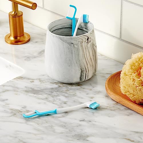 Brushee - The Evolution of Oral Care | 3-in-1 Tool (Pre-Pasted Mini-Brush + Floss + Pick) | Individually Wrapped | Disposable | Prepasted Travel Toothbrushes | Small Adult Toothbrush - (120-Pack)