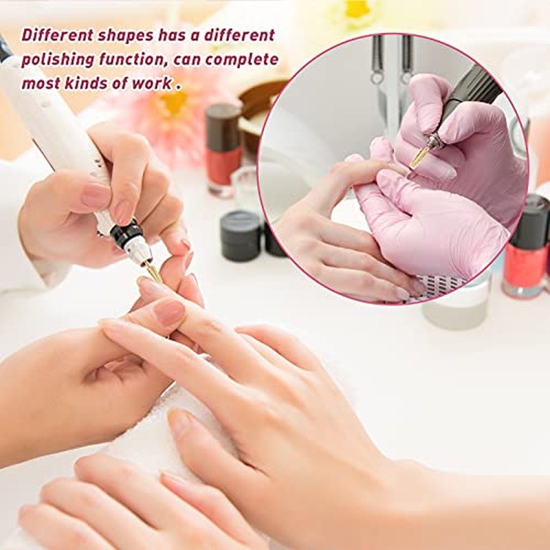 10 Pcs Nail Drill Bits Set, Tungsten Carbide Nail Bits for Nail Drill, Remove Acrylic Nail Gel Nail Polish, 3/32 Inch Bits Manicure Pedicure Tools for Salon Home Nail Supplies(Gold)