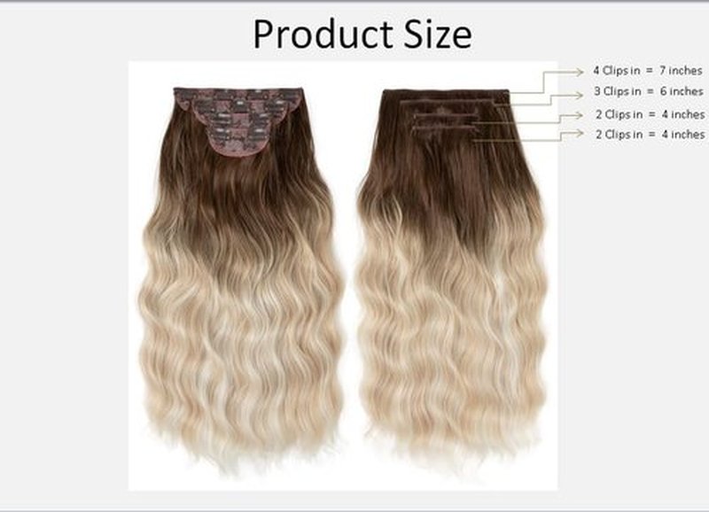 DAIMWEN Hair Extensions Long Curly Hair for Women Wavy Clip in Hair Extensions 4 Piece Set 20 Inch Synthetic Hair (Blonde Bayalage)