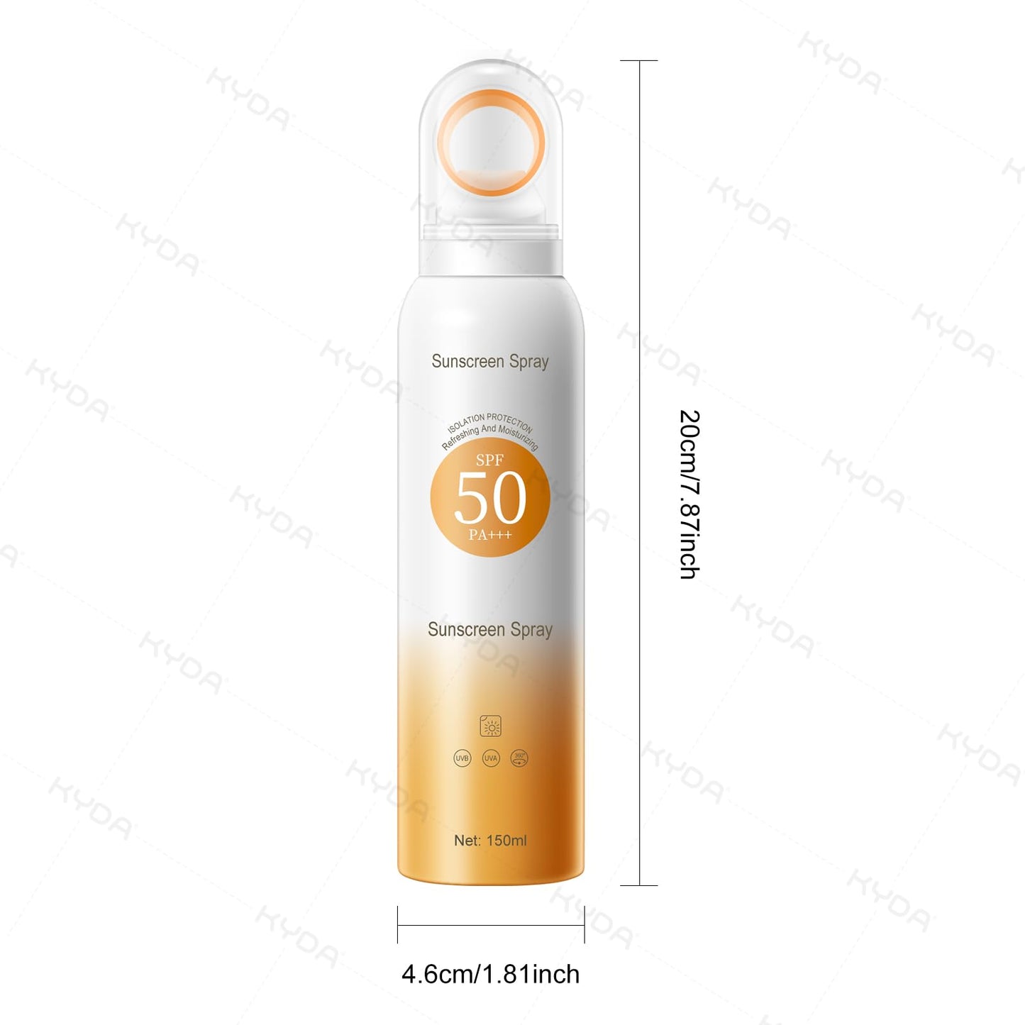 KYDA Reef Safe Sunscreen Spray, SPF 50 Body Sunscreen Infused with Vitamin E, 360° Mist, Lightweight Non-Greasy, Water Resistant, UV Protection for Face and Body, 5.07 fl oz