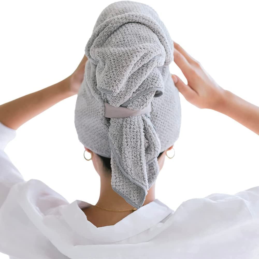 VOLO Hero Hair Towel | Ultra Soft, Super Absorbent, Quick Drying Nanoweave Fabric | Reduce Dry Time by 50% | Towel Wrap for All Hair Types | Reusable Packaging (Luna Gray - Reusable Tote)