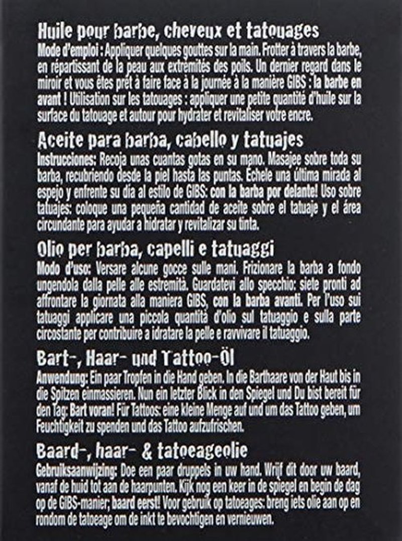 GIBS Alpha Male Beard, Hair & Tattoo Oil - Softens & Strengthens Beard Growth, Moisturizes Skin Made in USA 1 oz