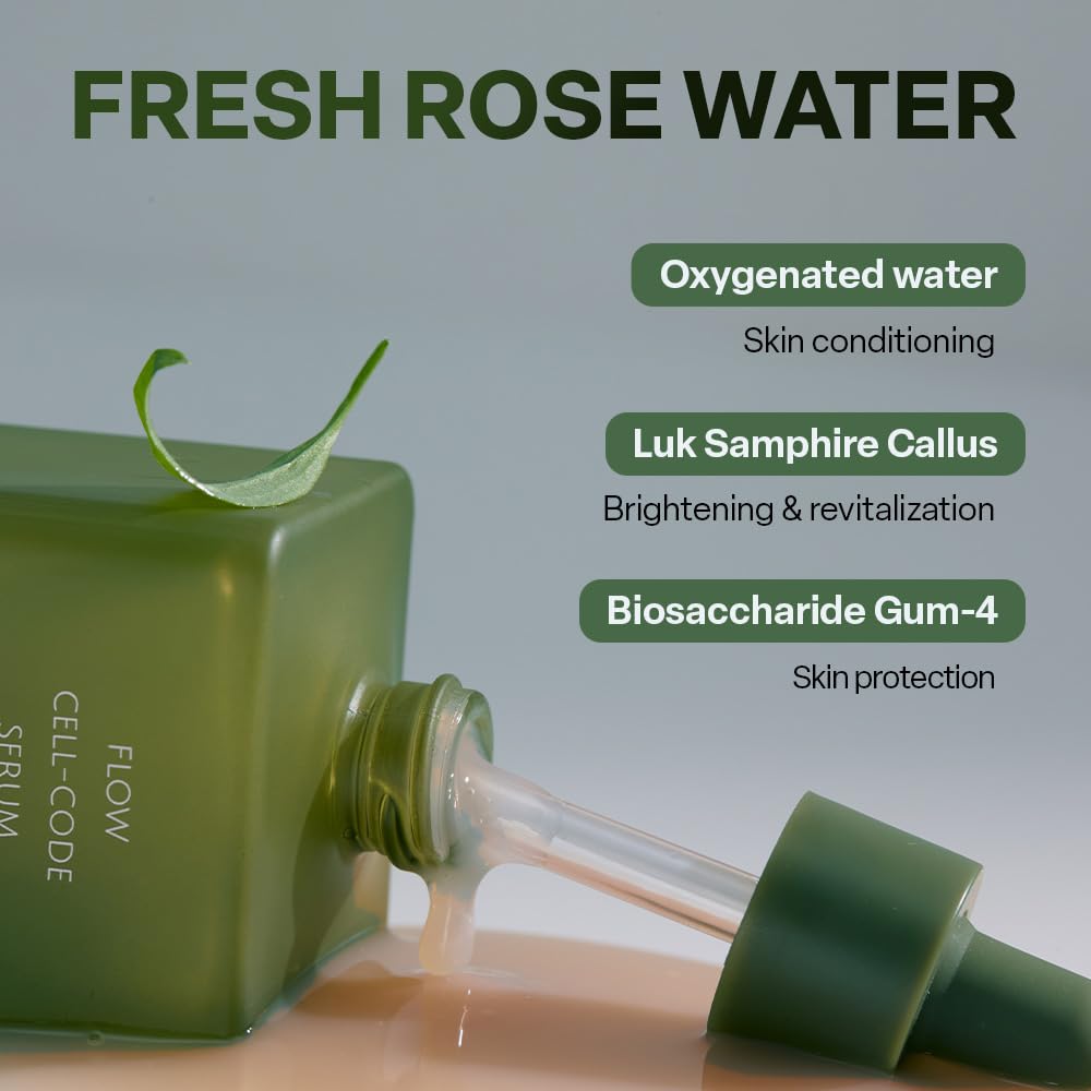 KOY Flow Relief Serum, Lightweight Moisturising to Skin Barrier with Oxygenated Water, Rose Water and Niacinamide for Deep Hydration, Dryness, Dullskin, Smooth & Radiant Skin, 1.69 fl. oz.