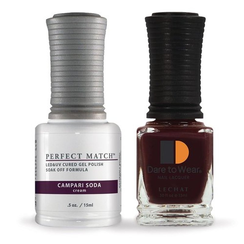 LeChat - Perfect Match Gel Polish - Campari Soda - Deep Raisin with Cream Finish - (0.5 Ounce) - Easy Application - Soak Off Formula